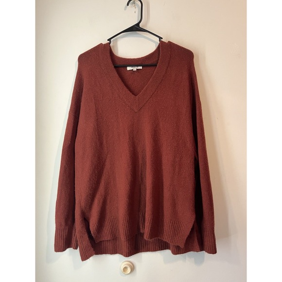 Madewell Sweaters - Madewell Oversized Sweater Alpaca Merino Wool Blend V Neck Terracotta Size Med